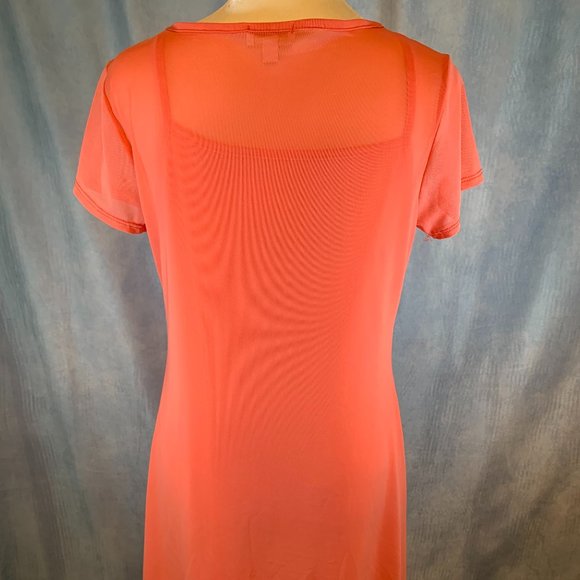 SHEER PINK KNEE LENGTH LINED DRESS SIZE SMALL - Picture 2 of 7